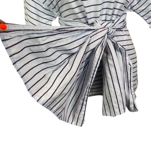 Rosetta Getty Blue Striped Cape Back Top SIZE 8 - Picture 5 of 6